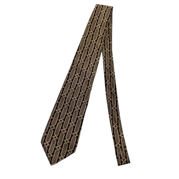 Henry Grethel Vintage Dress Tie Italian Silk Geometric Pattern 57" 4" - Picture 2 of 9